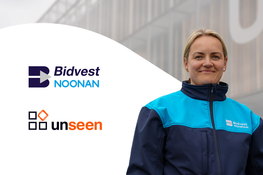 Bidvest Noonan and Unseen logos and photo of cleaning operative