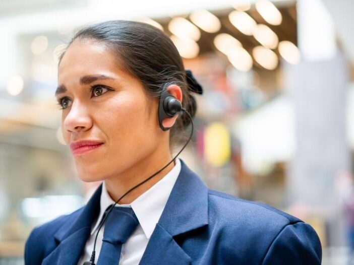 female woman security in a retail environment